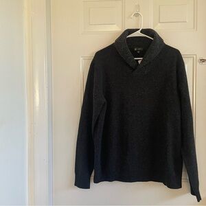 J.CREW Men’s Lambswool shawl-collar Black/Gray sweater Size L